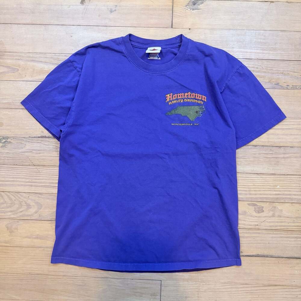 Harley Davidson Hometown Winterville NC Pirate Skull Purple T-Shirt Size L